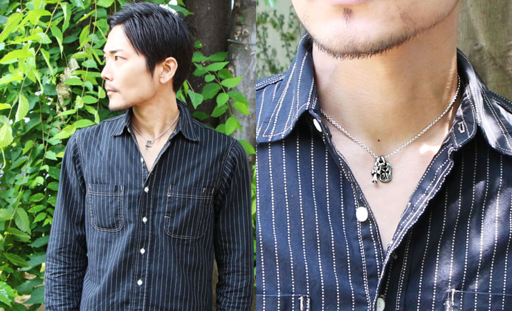 クロムハーツ ChromeHearts カットアウトクロスドッグタグ(タイニー)&CHクロスベビーファットチャーム&ネックチェーンセット